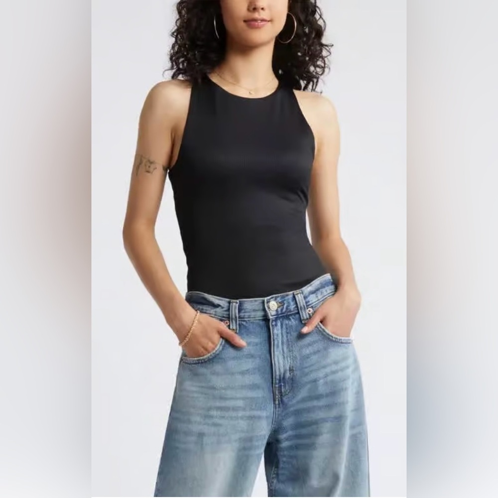 NWT BP Butter Tank Ribbed Bodysuit Black Size Small Perfect Wardrobe Staple